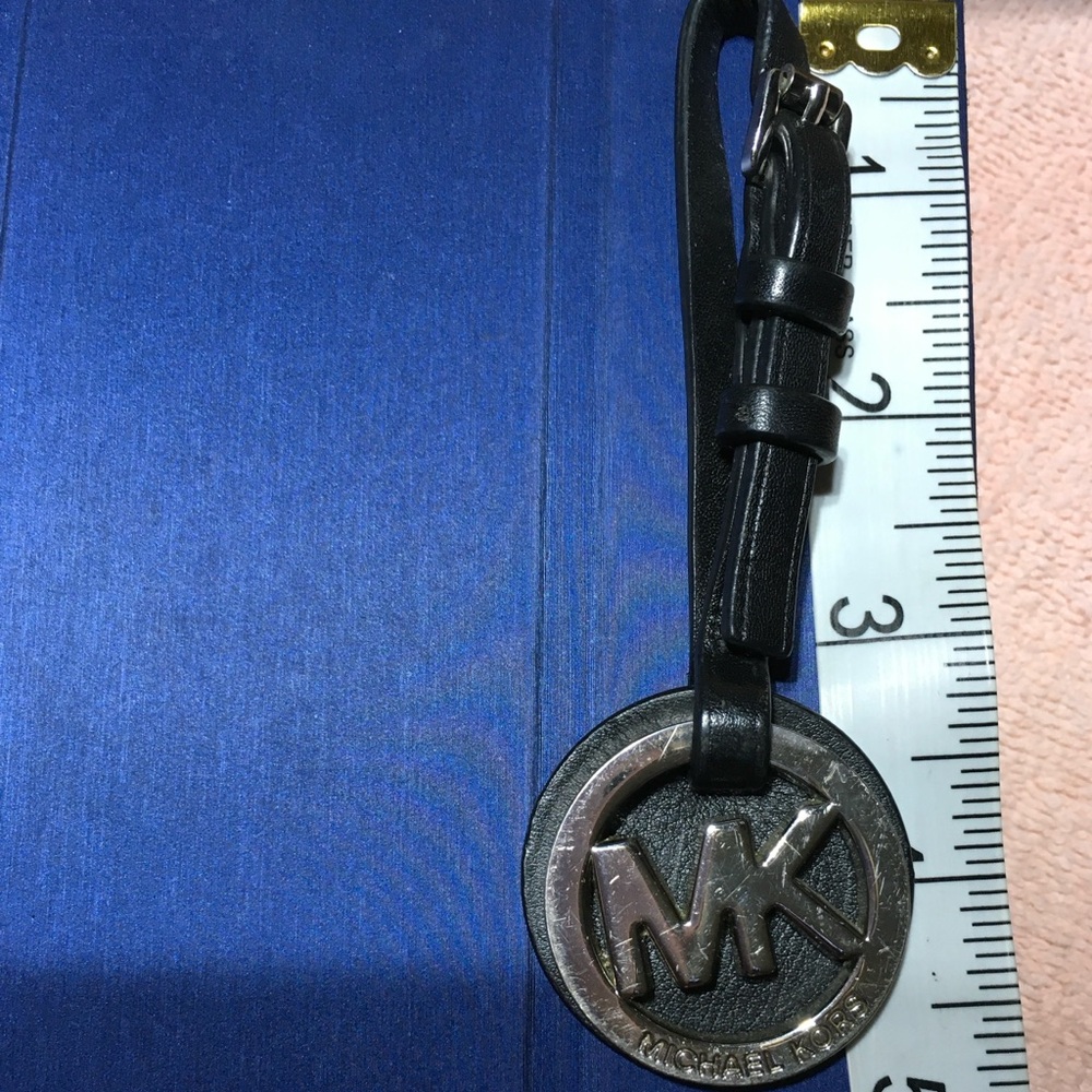Michael Kors MK Charm Hang Tag Silver Tone Keychain Key Fob Charm